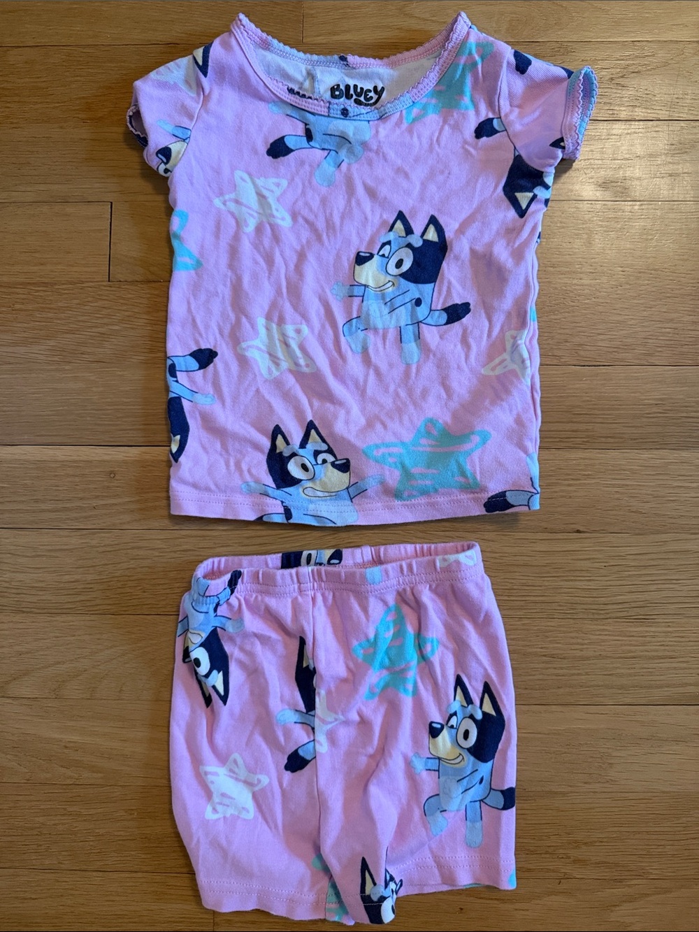 Pink Bluey Kids Pajama Set — Short Sleeve Top & Shorts